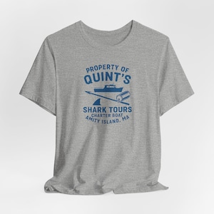 Quints Shark Tours T-Shirt - Funny Shark Charter Tee - Amity Island Fake Business Shirt