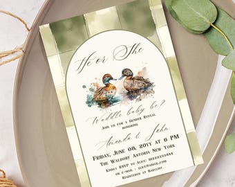 Duck Gender Reveal Invitation Digital Template Hunting Waddle It Be Theme Party