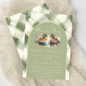 Waddle It Be Duck Gender Reveal Invitation Digital He or She Gender Reveal Invite Green Mallard Duck Gender Reveal Party Hunting Invitation