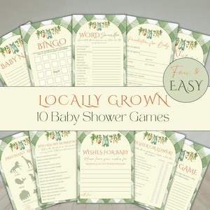 Little Sprout Baby Shower Games Locally Grown Game Set Country Gardening Editable Pack