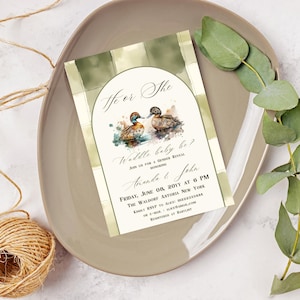 Duck Gender Reveal Invitation Waddle It Be Theme He or She Gender Reveal Invite Mallard Duck Hunting Gender Reveal Party Invitation Digital