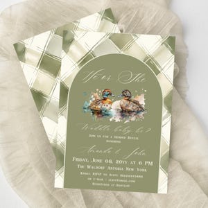 Duck Gender Reveal Invitation Waddle It Be He or She Gender Reveal Invite Mallard Duck Hunting Gender Reveal Party Invitation Digital Canva