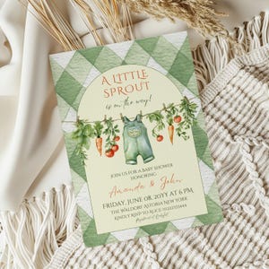 Little Sprout Baby Shower Invitation Locally Grown Country Gardening Digital Canva Template