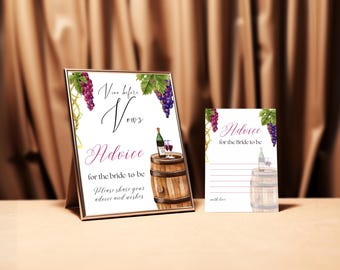 Vino before Vows Bridal Shower Game Winery Themed Party Bridal Shower Sign Digital Template Printable Red Wine Tasting Advice for the Bride