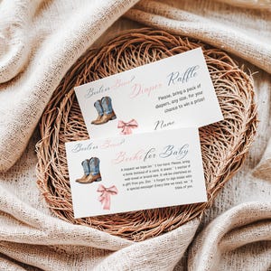 Modèle numérique de carte de tombola couche couche-culotte selon le sexe des bottes ou noeuds, lui ou elle livre demande insertion de billets, bleu ou rose sexe western révélateur