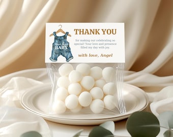 Blue Jean Baby Shower Treat Bag Topper (Digital Download)