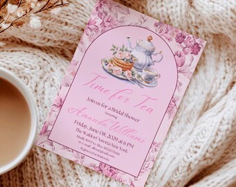 Floral Brautparty einladen Digitale Vorlage Brunch-Einladung Rosa Toile Chinoiserie