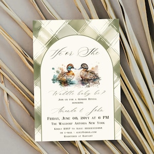 Waddle It Be Duck Gender Reveal Invitation He or She Gender Reveal Invite Template Mallard Duck Gender Reveal Party Invitation Digital Canva
