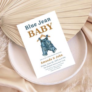 Denim Baby Shower Invitation Boy Digital Template Blue Jean Baby Shower Invite Editable Clothesline Theme Western Baby Clothes Party Invites