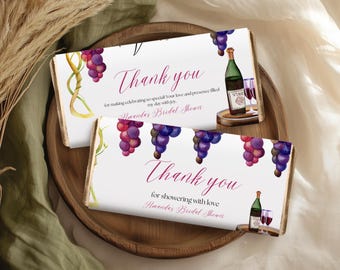 Chocolate Bar Wrappers Vino before Vows Bridal Shower Favor Decor, Winery Candy Label Template