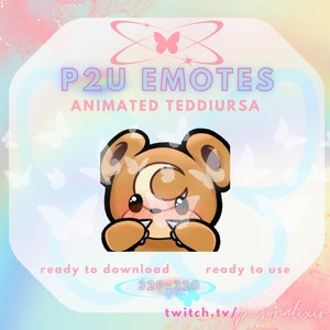 Geanimeerde Teddiursa Pokemon Shy Emote voor Twitch, Discord, Kick