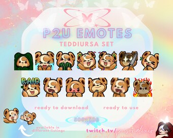 Teddiursa Pokemon Emotes Set of 13 for Twitch, Discord, Kick