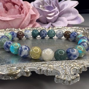 Ocean’s Embrace Bracelet • Ocean Jasper • Sodalite for Balance, Clarity, and Emotional Calm, Healing, Serenity