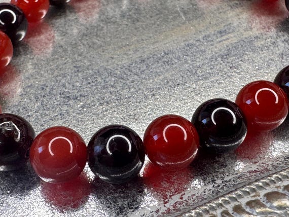 Midnight Glow‑Up Bracelet, Red Garnet • Carnelian for Passion, Power, and Dark Feminine Energy