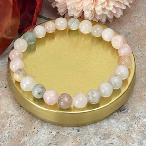 Morganite & Rose Quartz Twin Flame Bracelet: Soulmate Love Jewelry