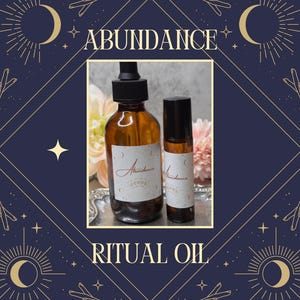 Abundance Ritual Oil – Wealth, Prosperity, Success | Citrine, Tiger’s Eye | Manifestation, Financial Growth, Money Drawing, Ritual Anointing