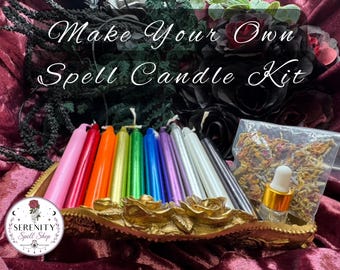 DIY Dressed Candle Spell Kit | Make Your Own Ritual Candles | Chime Candles, Herbs & Oil | Witchcraft Kit | Candle Magic