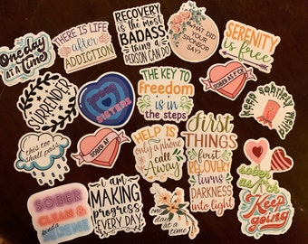 Sober Sticker Pack de 5, 10, 20, 30 ou 40/ Recovery / Sobriety Sticker / NA / AA / 12 Step / Steps / Clean / Sober / Recovery Gifts |