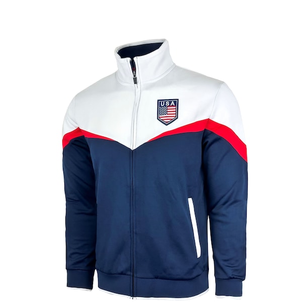 USA Full Zip Track Jacket, Adult And Youth Sizes, U.S. Sweater Jacket With Zipper Pockets