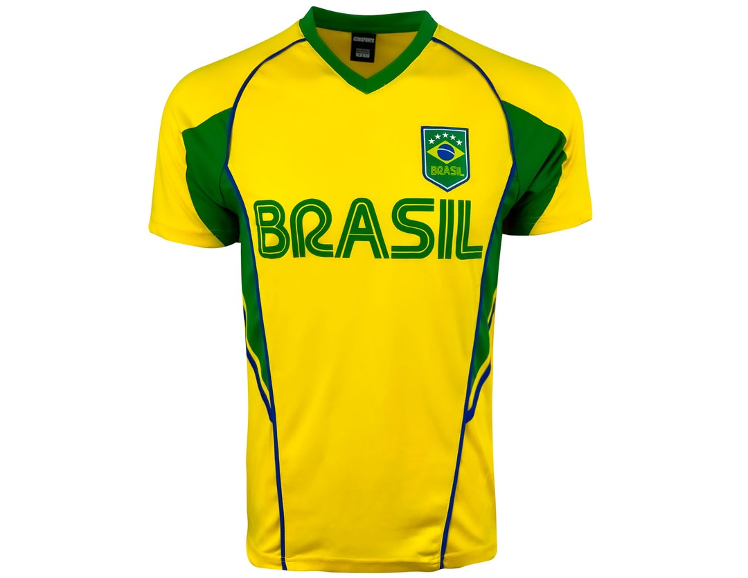 Brasil Soccer Jersey, Short Sleeve Brazil Football Shirt Etsy