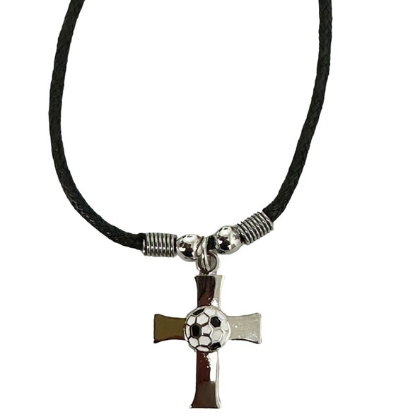 Cross Necklace With Soccer Ball Etsy