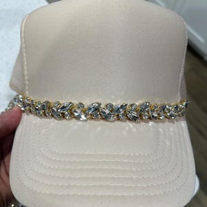 Multi Color Rhinestone Hat Chain Gold Rhinestone