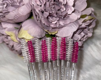 Pink ‘N’ Clear Glitter Lash Wands - 10pcs