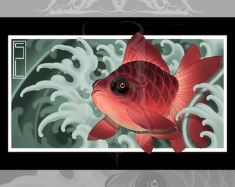 Goldfish Japanese/Neotraditional Tattoo Art Print 11x17"