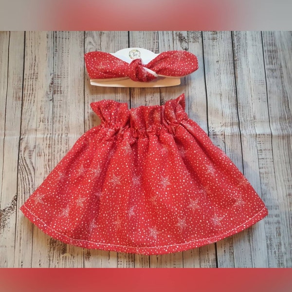 Jupe bébé et ensemble cravate - Jupe de Noël - Tenue de Noël pour enfants - Jupe fille - Imprimé étoile - Red Star P