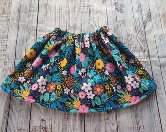 Spring / summer baby toddler skirt, tropical floral girls clothing , Spring girls clothing , colourful girls skirt