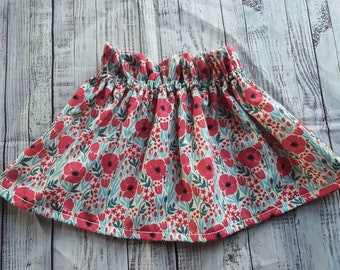 Rememberence day skirt, poppy girls skirt, baby poppy skirt, spring baby clothing , little girls skirt