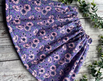 Purple floral girls skirt, colourful flower skirt , Little girls skirt , ruffle top baby skirt,  daisy print baby clothes