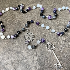 Hecate&#39;s Midnight Magic Rosary Necklace, Hecate prayer beads, Goddess of Witchcraft, the Night and Ghosts, Hecate altar, witch jewelry, gift