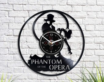 The Phantom of the Opera Vinyl Record Clock Vintage Wall Art Decor for Bedroom Mother's Day Gift for Mom