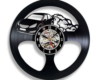 Car Wheel Vinyl Record Round Black Clock Unique Wall Art Decor for Car Service Christmas Gifts for Men