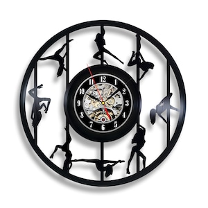 Pole Dance Vinyl Record Clock Original Wall Hanging Art Women Bedroom Decor Birthday Gift for Dancer