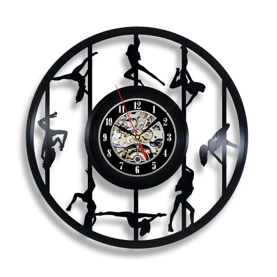 Pole Dance Vinyl Record Clock Original Wall Hanging Art Women Bedroom Decor Birthday Gift for Dancer