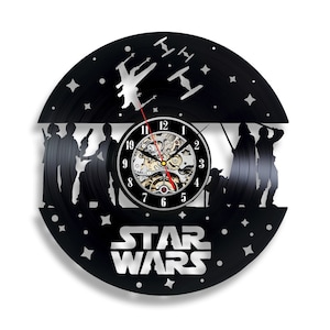 Star Wars LP Vinyl Record Clock Vintage Wall Art Original Decor for Office Halloween Gift Idea for Boyfriend