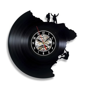 Escalade Vinyle Record Horloge Art Mural Moderne Décoration Intérieure Originale pour Voyage Amoureux Cadeau d’Anniversaire pour Hommes