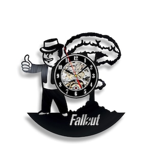 Fallout Vinyl Record Wall Clock Gamer Room Unique Art Modern Handmade Decor Christmas Gift for Boyfriend
