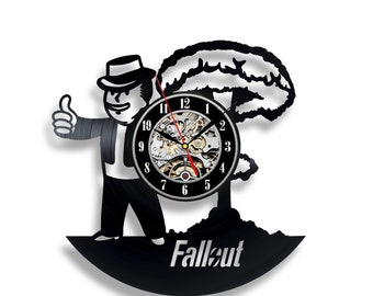 Fallout Vinyl Record Wall Clock Gamer Room Unique Art Modern Handmade Decor Anniversary Gift for Boyfriend