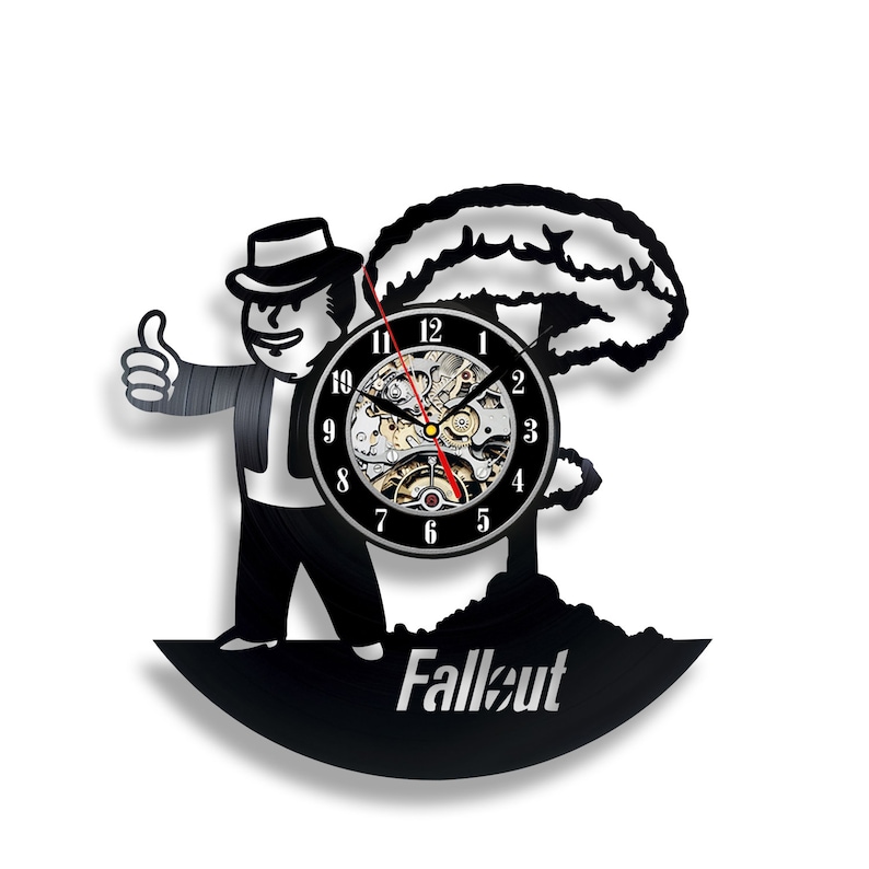 Fallout Vinyl Record Wall Clock Gamer Room Unique Art Modern Handmade Decor Anniversary Gift for Boyfriend image 1