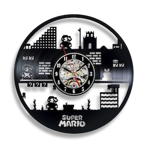 Super Mario Vinyl Record Clock Vintage Wall Art Original Decoration for Home Christmas Gift for Gamer