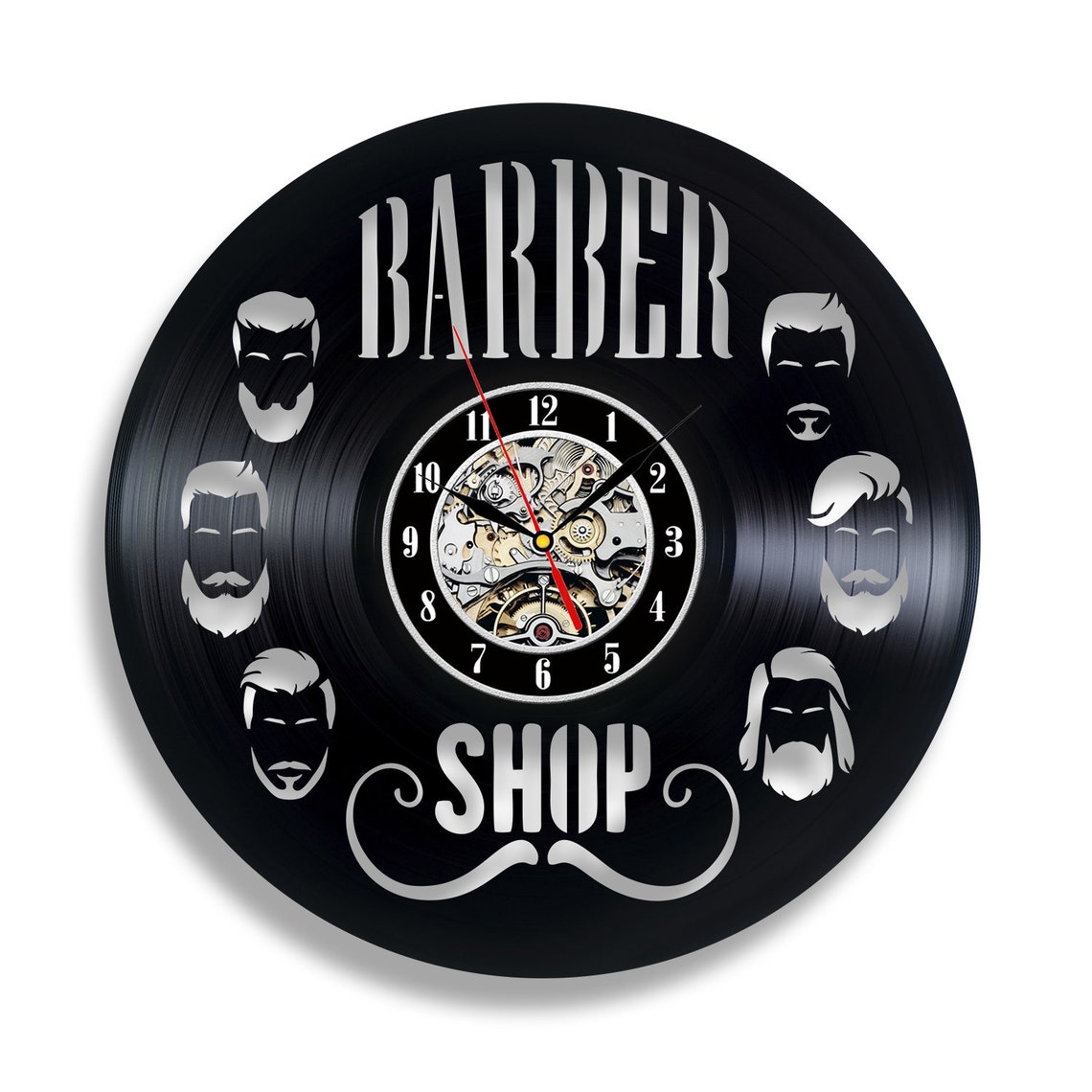 Barber Shop Vinyl Record Clock Unique Art for Hair Salon Original Wall ...