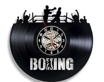 Boxing Vinyl Record Modern Clock Sport Lover Room Décor Wrestling Wall Art Anniversary Gifts for Boyfriend