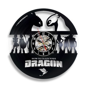 How to Train Your Dragon Vinyl Record Clock Nursery Wall Art Movie Home Decor Birthday Gifts for Son