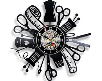 Sewing Tools Vinyl Record Clock Modern Sewing Studio Art Original Wall Decor Christmas Gifts for Grandma