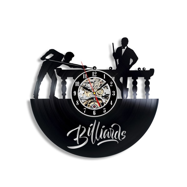 Billard Vinyl Schallplatte Original Uhr Modern Männer Schlafzimmer Kunst Vintage Wanddeko Idee Hochzeit Geschenk für Ehemann