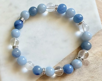 Blue Aventurine & Angelite Crystal Bracelet | Handmade Healing Jewelry