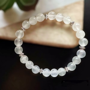 8mm Natural Selenite Bracelet | 7 Inches Length | Grade AAA Natural Stone | Purity | Spirituality | Meditation | Crown Chakra | Healing